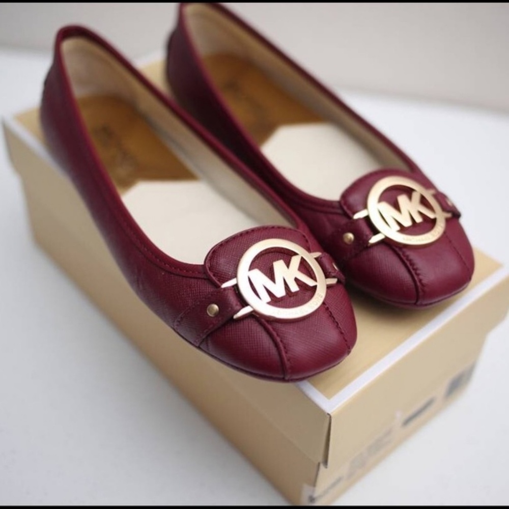 7M Michael Kors Maroon Flats - excellent condition
